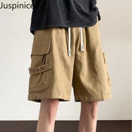 Men's Shorts American Retro Khaki Workwear Loose Casual High Street Multi-pocket Five-point Pants Men Bottom Male Clothes
