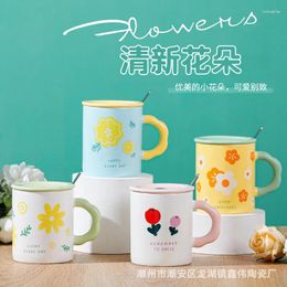 Mugs Cute Large Capacity Ceramic Cup Water Home High Beauty Mark Girl Milk Tulip Breakfast