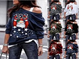 Christmas Girl Tshirt large SizeFashion Dew Shoulder Long Sleeve Snowman Santa Starry Sky Printed Blouse Maternity Tops WY143Q7010673