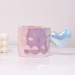 Mugs 400ml Electroplated Macaroon Blue Pink Ceramic Cute Lovely Coffee Mug Cup Heavy Drinking