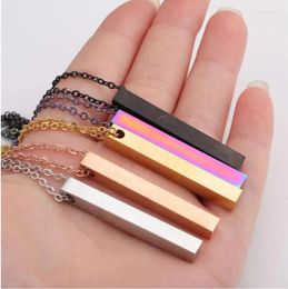 Pendant Necklaces Mirror Polished Stainless Steel Square Vertical Strip Bar Pendants Metal Blank Necklace Wholesale 10pcs