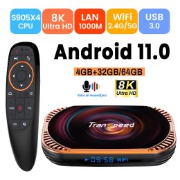 Box Transpeed Amlogic S905X4 8K Android 11.0 TV BOX 32G 64G 128G 3D Voice Control 3D Dual Wifi 1000M Media Player Set top box