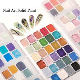 Decorations 40 Colors Nail Art Solid Paint Pigment Watercolor Blue Purple Manicure Decor Metallic Paint Draw Chrome Glitter Powder Decor