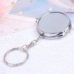 TSHOU675 Portable Key Chain Folding Mirror With Ring Pocket Compact Makeup Cosmetic 240408