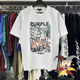 Men's T-Shirts PURPLE T-shirt Letter Graffiti Tie Dye Print Large Couple Top Short Sleeve J240402