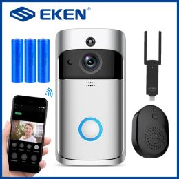 Doorbells Wifi doorbell Camera Smart WIFI Video Intercom Door Bell Video Call For Apartments IR Alarm Wireless Security Camera EKEN V5