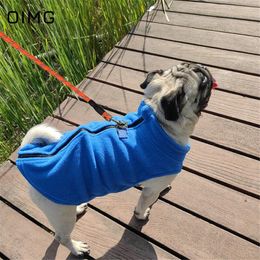 Dog Apparel OIMG Towable Dogs Vests Cost Zipper Puppy Clothing Winter Warm Pet Sleepwear Fleece Small Clothes Solid For Pets Cats