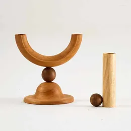 Candle Holders Cute Design Wood Stand Unique Aesthetic Geometric Living Room Stick Party Festival Kerze Halter Decor