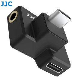 Cameras JJC Dual 3.5mm USBC Microphone Adapter for DJI Osmo Action Camera Supporting Battery Charging and Data Transmission