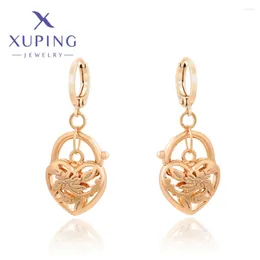 Hoop Earrings Xuping Jewelry Fashion Circle Heart Shape Zircon Gold Color Hang For Women Girls Christmas Gifts A00907487