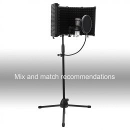 Accessories Microphone Isolation Shield 5Panel Wind Screen Foldable 3/8" and 5/8" Threaded High Density Absorbing Foam for Recording