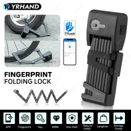 Lock YRHAND Ttlock Unlock Bicycle Foldable Bike Lock Road Fold Lock High Security IP67 AntiTheft Scooter Electric EBike Smart Lock