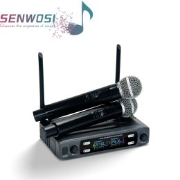 Microphones 2 Channel Professional Wireless Handheld Microphone For Karaoke Meeting KTV Portable Electronics