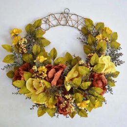 Decorative Flowers 60cm Wreath Christmas Tree Craft Artificial Floral Simulation Ornament Decoration Plant Leaf Leaves