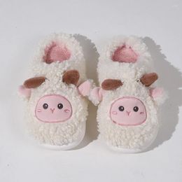 Walking Shoes Plush Sheep Slippers Closed Toe Cartoon Animal Anti Slip Comfortable For Home Indoor