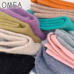 OMEA Angora Rabbit Fur Wool Blended Winter Socks Women Solid Christmas Gift Thicken Fashion Fuzzy Luxury Stockings Kawaii 240408