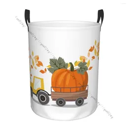 Laundry Bags Bathroom Organiser Harvest Truck With Pumpkin Folding Hamper Basket Laundri Bag For Clothes Home Storage