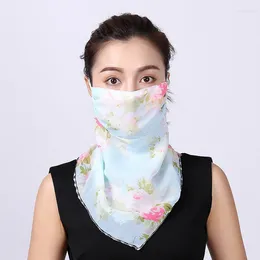 Scarves Sunscreen Mask Neck Protection Thin Summer Breathable Silk Scarf Full Covering Chiffon Triangle Outdoor Riding