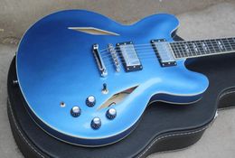 Custom Shop Dave Grohl DG 335 Metallic Blue Semi Hollow Body Jazz Electric Guitar Dual Diamond Holes Split Diamond Inlay Grover 1792471