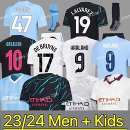 23 24 camisas de futebol Haaland de Bruyne Phillips Mans Cidades Greallish Ferran Mahrez Foden Bernardo Joao Cancello Z Rodrigo Camisa de futebol masculino Kit Define uniformes