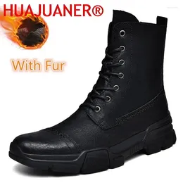 Boots 2024 Winter Military For Men Desert High-top Men's Shoes Non-slip Snow Motocross Man With Fur