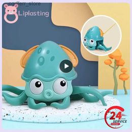 Baby Bath Toys Rotating Wind-Up Octopus Toy Crawling Octopus Bath Plaything Toy With Music Induction Children Swimming Pool Water Game Toys L48