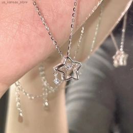 Pendant Necklaces 2023 Fashion Shine Crystal Star Pendants Necklace Girl Women Chains Personality Aesthetic Design Necklaces Y2k Jewelry Gift24A3U0