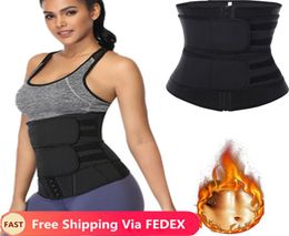 UPS Waist Tummy Shaper Belt Neoprene Fabric Waist Trainer Double Straps Cincher Corset Fitness Sweat Bands Girdle Shapewear2980274