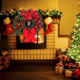 Decorative Flowers Christmas Holiday Art Wreath Festival Theme Lighting Berry Multifunctional With LED Light Party Year Decor Props