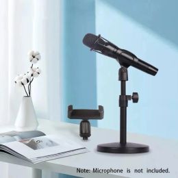 Stand Microphone Stand Cell Phone Holder Phone Clip Mic Clamp Adjustable Table Mic Stand With Base For Conference Speech