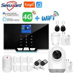 Kits Tuya WiFi 4G GSM Alarm System Touch Keyboard Host 433MHz Wireless Detector Smart Life APP Control Home Burglar Security Alarm