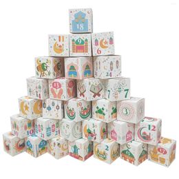 Gift Wrap 30pcs Eid Mubarak Calendar Candy Box Cowhide Paper 24 -day Inverted Christmas Year Decoration