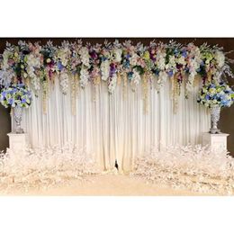 White Curtain Wall Wedding Floral Pography Backdrops Vinyl Printed Flower Blossoms Stage Party Themed Po Booth Background2830297