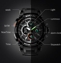 SMAEL Sport Watch for Men New Dual Time Display Male Clock Waterproof Shock Resistant Wristwatch Digital 17088326866