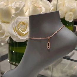 S925 Sterling Silver Plating 14K Gold Fashion Anklet for Women Not fading not allergic MOVE series moving stone 240408