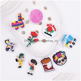 Jewelry 2Lots Mexican Inspire Shoe Decorations Charms Jibitz For Clog Parts Accessories Soft Rubber Clog Wristband Charm Buckle Button Dhrtm