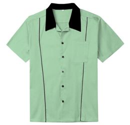 Men039s Casual Shirts SISHION 2021 Grey Brown Green Men Shirt ST118 Cotton Button Up Classic Retro Bowling Plus Size Short Slee5338753