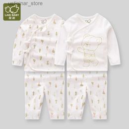 Rompers LABI BABY 2Pcs/Set Boys Girls Bodysuit Cotton Newborn Onesie Toddler Jumpsuit Clothes 0-12M Home Wear Spring Autumn Clothing L47