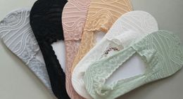 lot Colour 6Pair Women Invisible Socks Summer Breathable Soft Nonslip Cotton Mesh Lace Thin Female Short Sock 240408