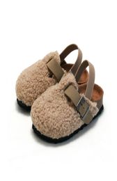 Slipper Child Baby Boys Girls Warm Fuzzy Plush Sandals Cork Faux Fur Flats Toddler Prewalker Elastic Back Strap 2209286586934