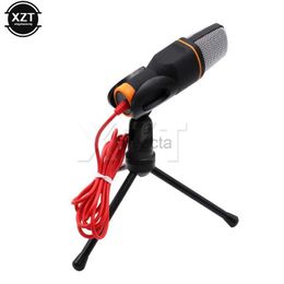 Microphones SF-666 Microphone Karaoke Computer Microphone 3.5mm with Foldable Tripod Portable Wired Microphone Black White for Laptop PC 240408