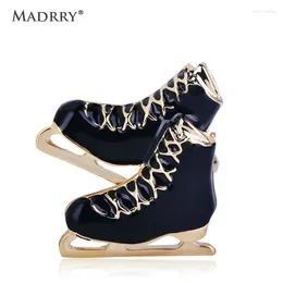 Brooches Madrry Fashion Roller Skates Brooch Enamel Gold Color Jewelry Sleigh Shoes Shape For Women Boys Girls Pins Accessories