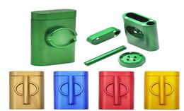 The Smoke set metal pipe Colourful Aluminium cigarette case storage box portable with grinder Dugout Smoking Accessories5042842