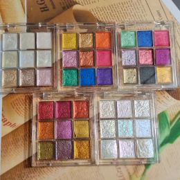 Glitter 9 color Nail Solid Pigment Aurora Pearly Nail Art Watercolor Metallic Palette Paint Draw Chrome Chameleon Powder Nail Set