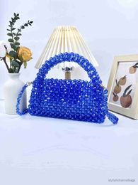 Evening Bags New French Casual Celebrity Elegant and High Quality Beaded Knitted Pillow Type Handheld Crossbody Dual Purpose Acrylic Bag