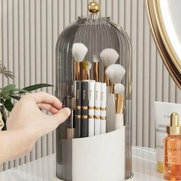 Storage Boxes Rotating Makeup Organizer Transparent Brush Cosmetic Holder Luxury Eye Shadow Vanity Box