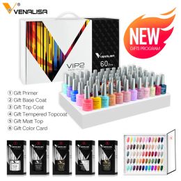 Gel Venalisa VIP Kit 36/60 Colours Nail Gel Polish Set Fast Delivery Soak Off UV LED Base Coat Topcoat Colour Book Nail Manicure Gel