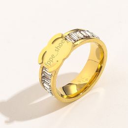 18K Gold-Ring Engagement Love Wedding Ring Designer Jewellery Luxury Stainless Steel No Fade Ring Summer Women Hot Brand Jewellery