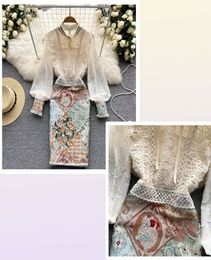 Lace Embroidery Women Dress Summer 2022 Temperament Elegant Zipper Long Sleeves Ladies A Line Slim Chic Dresses1229909