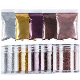 Glitter 10Pcs/Set Gold Silver Glitter for Nail Powder Manicure Accessories DIY Crafts Decoration Charms Nail Supplies Professional 0.2mm